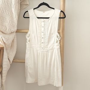 Free People Off-White Linen Dress with criss-cross side cutouts